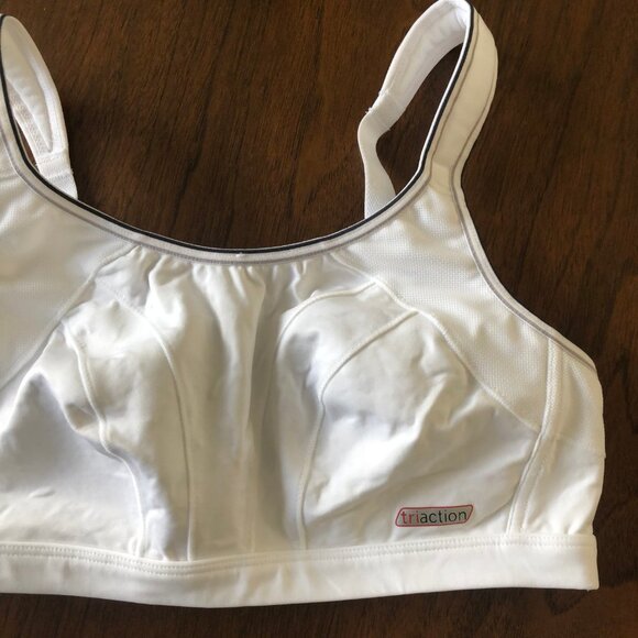 Triumph Endurance Triaction Activewear Nylon Sports Bra White Blk Sz 34DDD NWOT - Picture 3 of 13